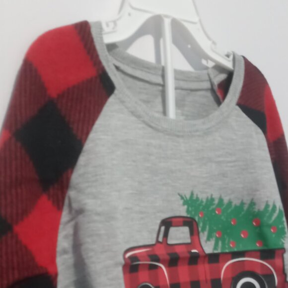 Holiday Style Girls' 2-Piece Pajama Set Red Truck Happy Holidays Size L (10/12) - Picture 5 of 7